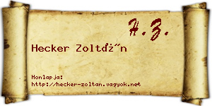 Hecker Zoltán névjegykártya